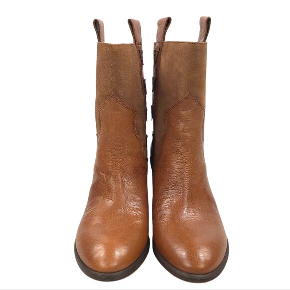 Donald J Pliner Western Studded Ankle Boots Reverse Calf Leather Cowgirl - Picture 4 of 12